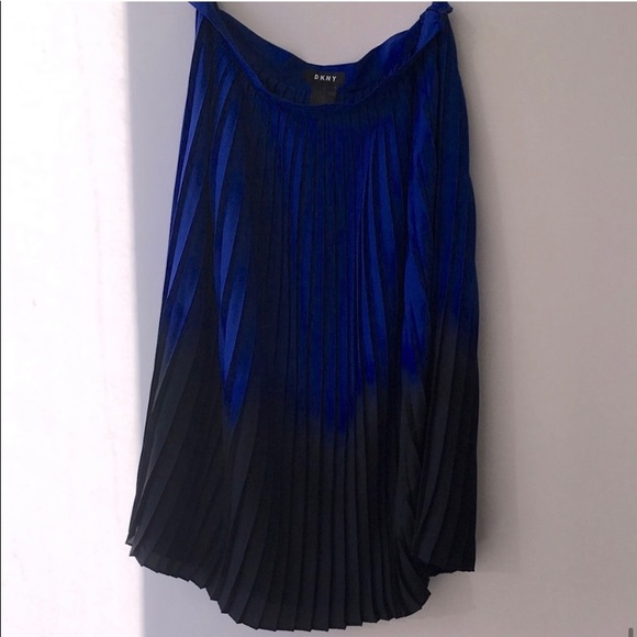 DKNY Pleated Plisse Accordion Midi Skirt BlueBlack - Picture 8 of 9